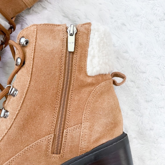 NEW- MARC FISHER Lakynn Hiker Suede Healed Tan Boots - Picture 5 of 14